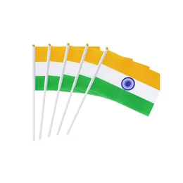 India Hand Held Waving Flag for Outdoor Indoor Usage ,100D Polyester Fabric, Make Your Own Flags