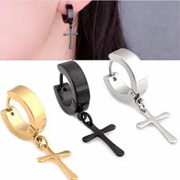 Designer 316L Rostfritt stålörhängen Cross Huggie örhängen Dingle Fashion Hoop örhängen för män och kvinnor smycken gåvor