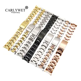 CarlyWet 13 17 19 20mm 316L Ze stali nierdzewnej Dwa Tone Rose Gold Silver Watch Band Strap Oyster Bransoletka na Datejust