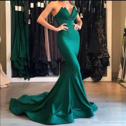 New Mermaid Prom Dresses Sexy Off the Shouther Sheat Evening Dress Dark Green Backless Exeral Dreess