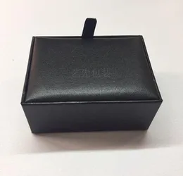 Hurtownie 100 sztuk / partia Czarny Pudełko Do Cufflink Cufflink Prezent Uchwyt Pakowania Biżuteria Pudełka Organizator Czarny Spinki