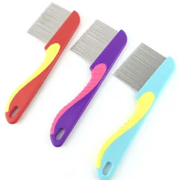 Pet Hair Grooming Comb Flea Brush Pet Handhold Stainless Hair Combs Cat Dog Cleaning Supplies yq01150