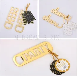 Creative Party Pire Bottle opener Gold Color "Cheers" "Party" "Hearers" Отдых для бутылок Персонализированная партия поставляет свадебные аксессуары