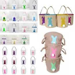 Easter Rabbit Basket Burlap Bunny Ear Bag Rabbit Printed Canvas Tote Bag Kids Candy Egg Baskets 48 Styles