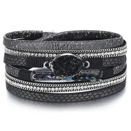 Braccialetti in pietra naturale di colore nero punk Braccialetti per donna Bracciale avvolgente con chiusura magnetica da donna Pulseira Feminina Gioielli per feste