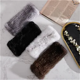 20cm/8" Womens Winter Real Mink Fur Golves Knitted Stretch Fingerless Mitten Gloves