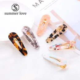 2019 New Fashion Acrylic Hair BB Clip Hairpin Women Girls Acetic Acid Leopard Rectangle Shiny Tin Foil Hairgrip Accessories