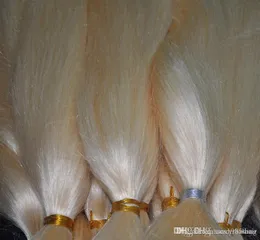 Ny ankomst 400gr Silk Straight Wave Human Raw Hair Without Weft 100 Blond Color 613 Brasiliansk hårbulka för flätning