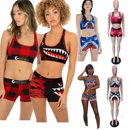 Damskie stroje kąpielowe BRAK + Szorty 2-częściowy strój kąpielowy Dres Beachwear Bikini Lato Tankinis Sportswear Shark Bikini Zestawy A3212