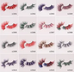 Colored 5D Mink false eyelashes 25mm 17 color thick Eyelashes Luxury Colorful Natural Cosplay Imitated Mink thin eyelashes DHL free