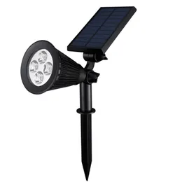 Utomhus Garden Solar Lawn Lampor Hight Ljushet 4 LED Solar Spotlight Vattentät Villa Courtyard Landskap Solar Spot Lights