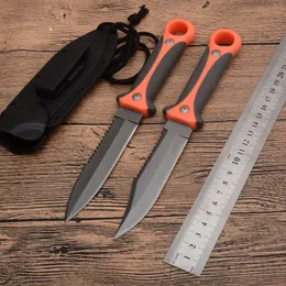New Diving knife 440C 58HRC Satin Blade ABS Handle Outdoor Camping Hiking Survival Straight Knives With ABS K Sheath free shipping