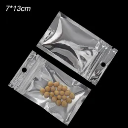 200Pcs 7*13cm Small Clear Plastic Zip Lock Aluminum Foil Bags Heat Sealable Mylar Zipper Valve Bag Resealable Smell Proof Storage Bag