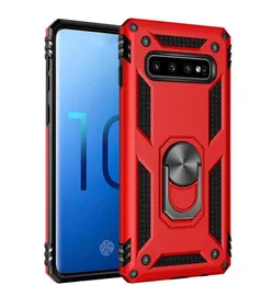 Hybrid Armor Phone Case Kickstand Shockproof Case Silicone Bumper Cover For Samsung S10 S10E S9 A6 A7 M60 M20 Metal Finger Ring Case