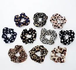 Mode Leopard Striped Velvet Hårband Scrunchies Flickor Kvinnor Dot Elastiska Hårband Soft Tillbehör Ponytailhållare GD168