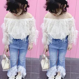 girls jeans top fancy