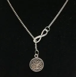 Hot Fashion 5st / Lot Högkvalitativ Antik Silver Infinite Tree of Life Charm Pendant Halsband DIY Smycken Gift - 83