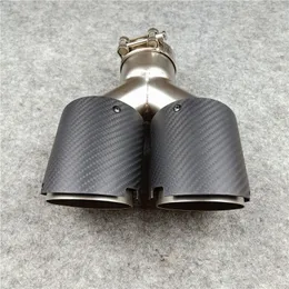 Dual Exhaust Muffler Tips Straight Edge Y Model Universal Matte Carbon Fiber Tail Pipes For All Car