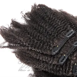 البرازيلي Vmae 12 إلى 26 بوصة 100g 120g 140g 160g اللون الطبيعي Afro Kinky Curly 4C Virgin Hush Hair Clip في