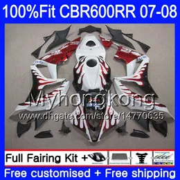 Injection For HONDA CBR600 RR 07 08 CBR 600F5 600 RR F5 07 08 283HM.53 CBR600F5 CBR 600RR CBR600RR 2007 2008 Fairing kits stock Red flames