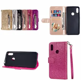 iPhone 15 14の多機能ケース14プラスPro 13 12 11 XS Max XR X 8 7 SAMSUNG S23 FE ULTRA BLING GLITTER LEATHER WALLET ZIPPER SPARKING ID CASH SHINNY FLIPファッションカバー