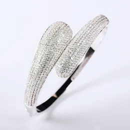 Choucong helt ny 2019 Original Luxury Smycken 925 Sterling Silver Pave White Sapphire CZ Diamant Bröllop Förlovning Släpp öppen armband