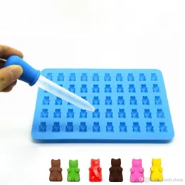 BPA Gratis FDA Godkänd matkvalitet 50 Hålighet Små Ice Cube Candy Choklad Silikon Gummy Björn Mögel med Dropper