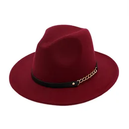 Nya modemän Fedoras Women039s Fashion Jazz Hat Winter Spring Black Woolen Blend Cap Outdoor Casual Hat Belt With Metal Buck6942988