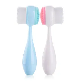 1pcs Silicone Face Cleansing Brush Skin Care Washing Soft Hair Cleaning Massager Tool Facial Brushes Double-Side Cleaner Wash Face Makeup