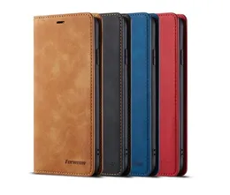 Original Forwenw Magnetic Leather Wallet Cases Bumper With Card Slot Flip Magnet Cover för iPhone14 13 11 XS S10 S10Plus Huawei P20 P30