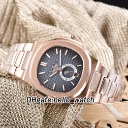 Neue Sport 5726/1A-014 Blau strukturiertes Zifferblatt Kalender Mondphase Automatik Herrenuhr Roségold Stahlarmband PPHW Uhren Hohe Qualität