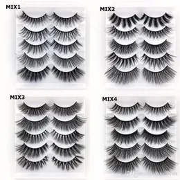 Heiße 5 Paare/Set 3D natürliche dicke synethische Wimpern falsche Wimpernmischungsstile Mink Wimpern Augen Make -up dicke lange Nerzwimpern