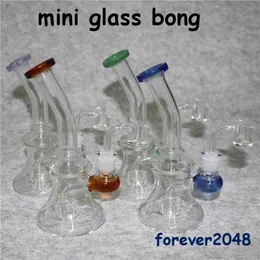 Mini 14mm kadın ortak Cam Bongs Su Borusu Cam Borular Yağ Kuyuları Ile Heady Dab Rig nargile 4mm Kuvars Banger