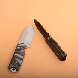 Nova chegada pequena faca reta de sobrevivência 440C cetim/preta lâmina Full Tang cabo de alumínio facas de lâmina fixa com bainha de nylon