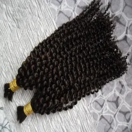 200g mänsklig flätande hårbulk Ingen bilaga Kinky Curly Hair Extension för flätor 2pc Inga Weft Brasilianska Human Hair Crochet Braids Bulk