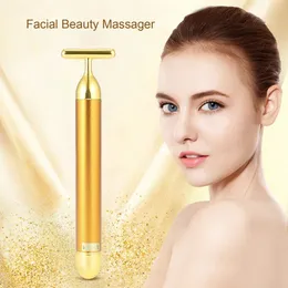 1 PC Slimming Face 24k Gold Vibration Massager Facial Beauty Roller Stick Lift Skin Tightening Wrinkle Bar Face