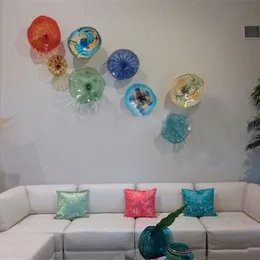 Indie Murano Szkło Dekoracyjne Talerze Kolorowe Tiffany Murano Szklany Kwiat Wall Art Nowoczesne Ręczne Szkło Szklane Szkło Abstrakcyjne Wiszące Płyty