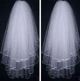 뜨거운 Tulle 화이트 아이보리 3 레이어 신부 베일 신부를위한 고품질 간단한 짧은 팔꿈치 길이 소프트 웨딩 베일 액세서리