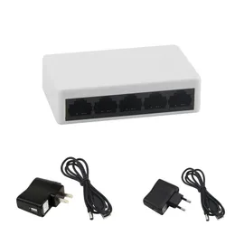 Freeshipping New 10/100Mbps 5 Ports Mini Fast Ethernet LAN Network Switch Switcher Hub Desktop PC US/EU Adapter EM88