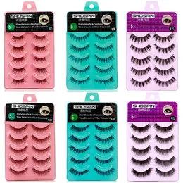 5 par Fałszywe rzęsy Soft Cross Wispy Fake Eye Lashes Makeup Eyelash Extensions Natural Long Handmade Lash Make Up Tools