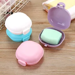 Portable Hot Sale Candy Color Soap Dish Box Case Holder Container Wash Shower Home Bathroom F2443