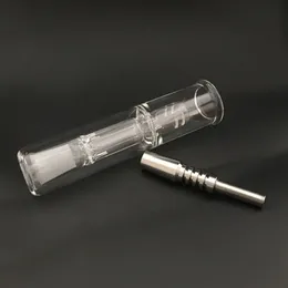 Cam Boru Dikey Vaporizer Ağızlık Su boru Konsantre Yağ Sondaj için 14mm Titanyum Nail ile Cam Bubblers Stem