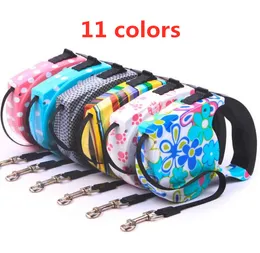 11 färger Retractable Pet Dog Leashes 5m Husdjur Katter Valp Rope Automatisk Durable Dog Collar Walking Lead för Small and Medium Pet