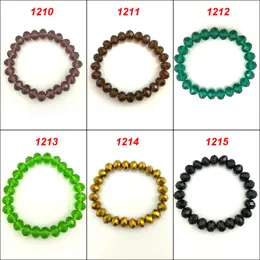 20pcs/lot 10mm Faceted Crystal Beaded Bracelet For Women Elastic For Promotion Wholesale 1210-1215 Six Colors