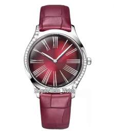 Ny 428.18.36.60.11.001 Stålfodral Diamond Bezel Röd Ring Swiss Quartz Womens Watch Big Roma Markes Red Leather Strap Klockor Hello_Watch