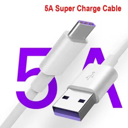 5A Super Fast Chaging Type C USB-kabel 1m 3FT USB C Kablar Tråd för Huawei Samsung S8 S9 S10 Not 10 LG Android Telefon