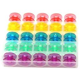 Wholesale-25Pcs Plastic Empty Bobbins Sewing Machine Spools Plastic Case Storage for Home Needlework Tool Sewing Accessories AA7246