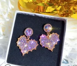 925銀の針誇張ファンタジーロマンチックな愛紫のイヤリング女性気質ダイヤモンドイヤリングWL028