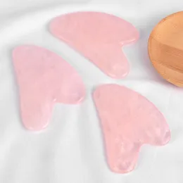 50pcs Natural Rose Quartz Gua Sha Board Pink Jade Stone Body Facial Eye Scraping Plate Acupuncture Massage Relaxation Health Care#28565
