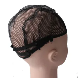 Mesh Wig Caps Ear Stretch Bella Hair for Making Wig with Adjustable Straps and Combs Black Medium Size